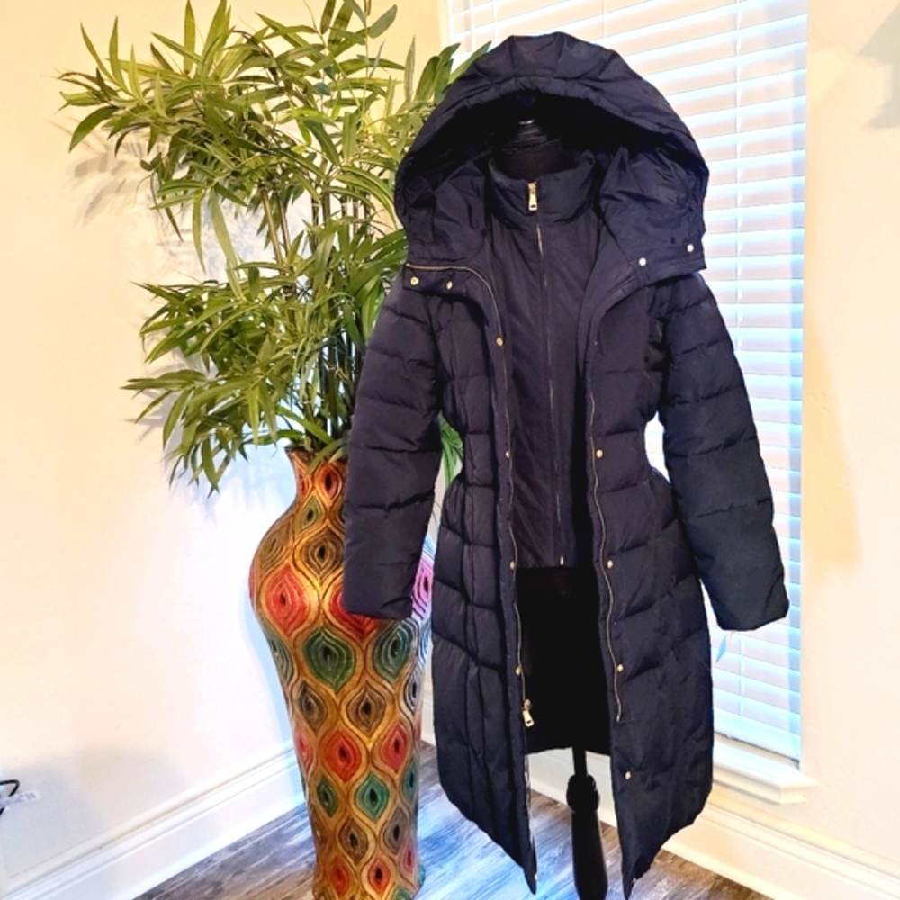 Cole Haan Long Puffer Coat, Navy